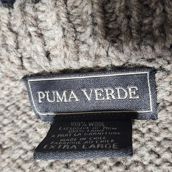 Puma Verde Fisherman Sweater Men's Size XL Beige 100% Wool Crew Neck - Picture 4 of 8